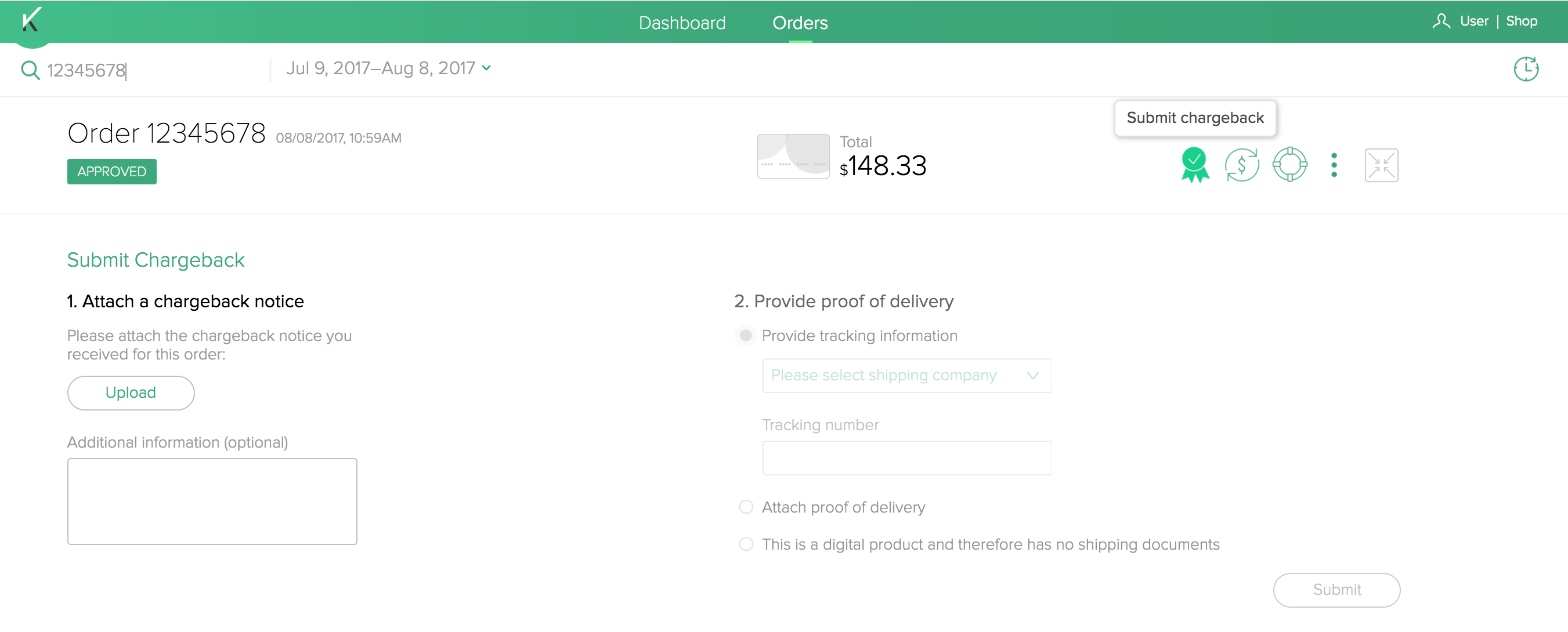 Chargeback Submission